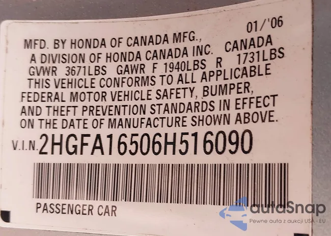 2HGFA16506H516090: 42327259