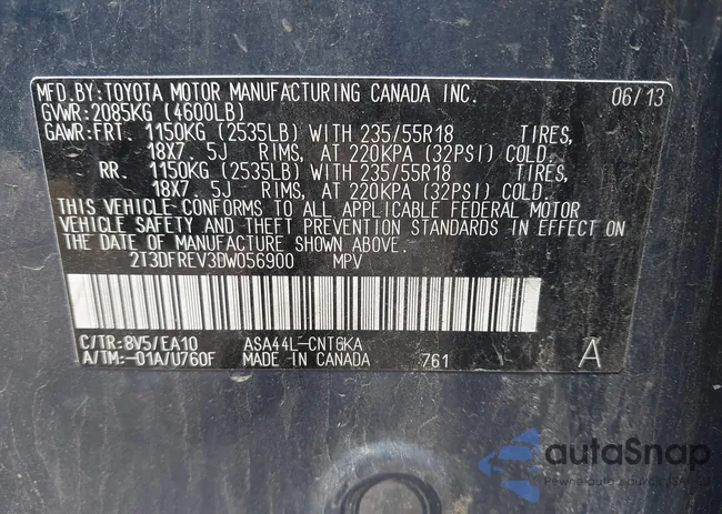 2T3DFREV3DW056900: 42327455