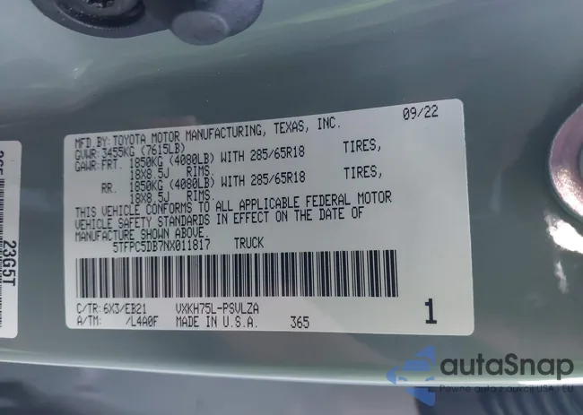 5TFPC5DB7NX011817: 42327705