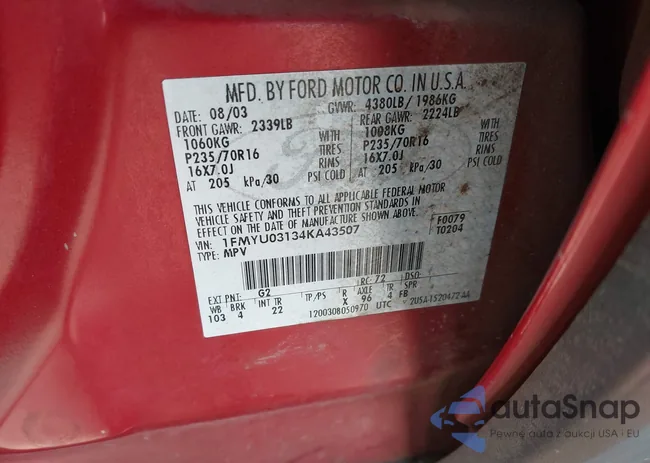 1FMYU03134KA43507: 42327760