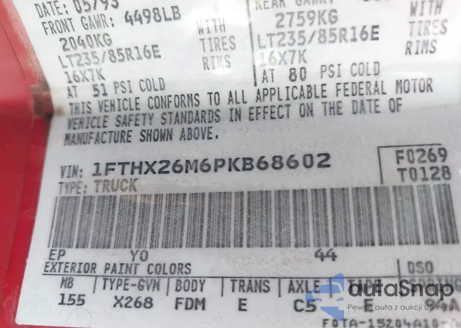 1FTHX26M6PKB68602: 42326946