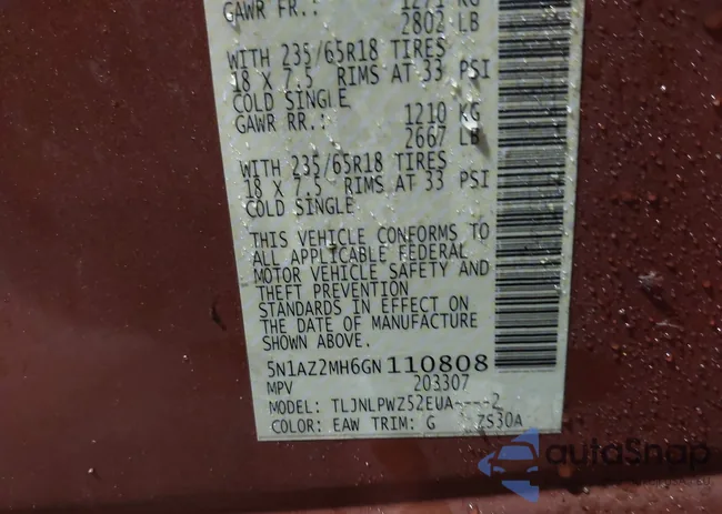 5N1AZ2MH6GN110808: 42327073