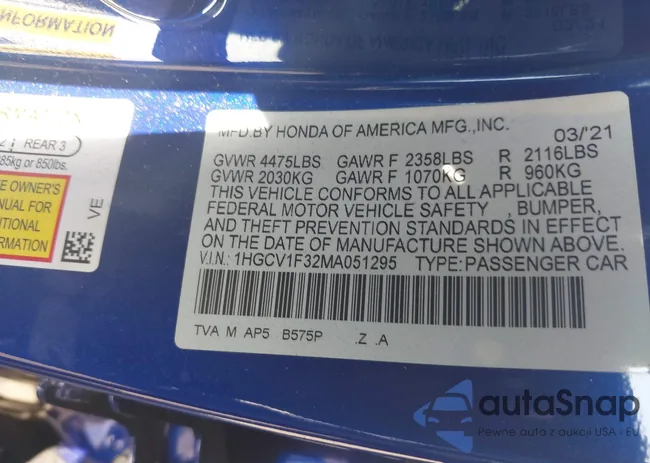 1HGCV1F32MA051295: 42328413