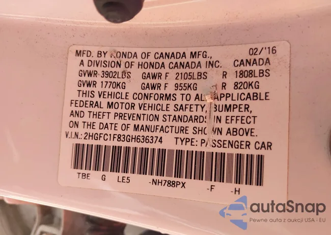 2HGFC1F83GH636374: 42328432