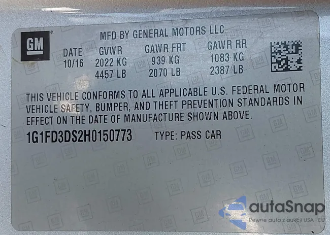 1G1FD3DS2H0150773: 42328605