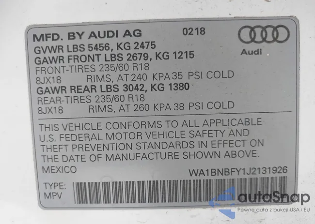 WA1BNBFY1J2131926: 42328714