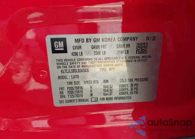 KL7CJLSB5LB343435: 42328176