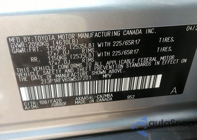 2T3P1RFV6SW537201: 42329596