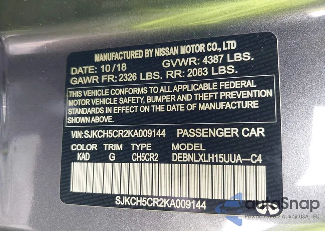 SJKCH5CR2KA009144: 42330316