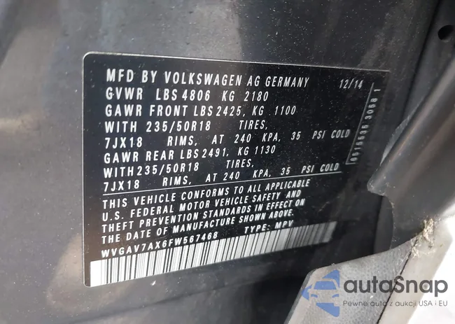 WVGAV7AX6FW567468: 42330317