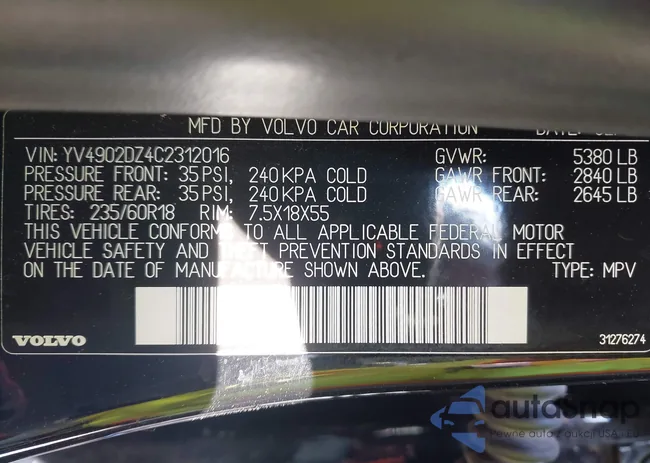 YV4902DZ4C2312016: 42330364