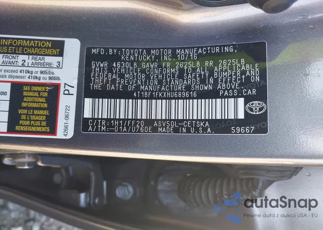 4T1BF1FKXHU689616: 42330416