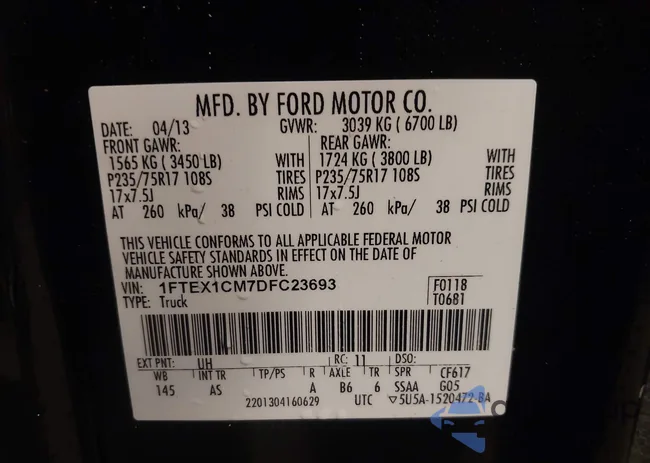 1FTEX1CM7DFC23693: 42330457