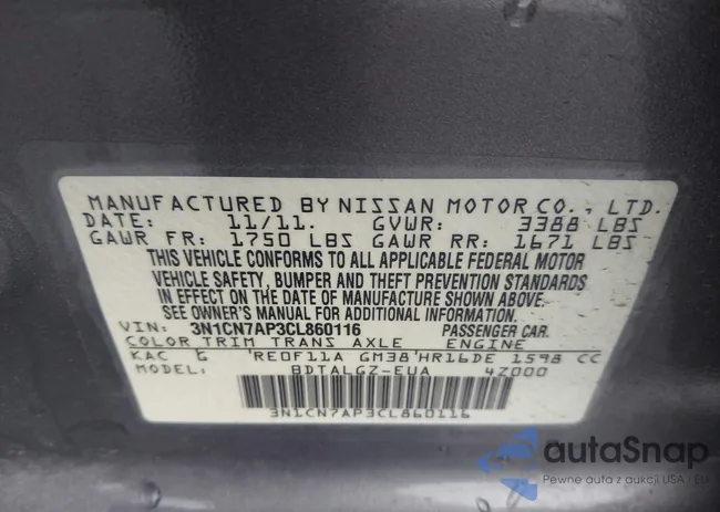 3N1CN7AP3CL860116: 42329920