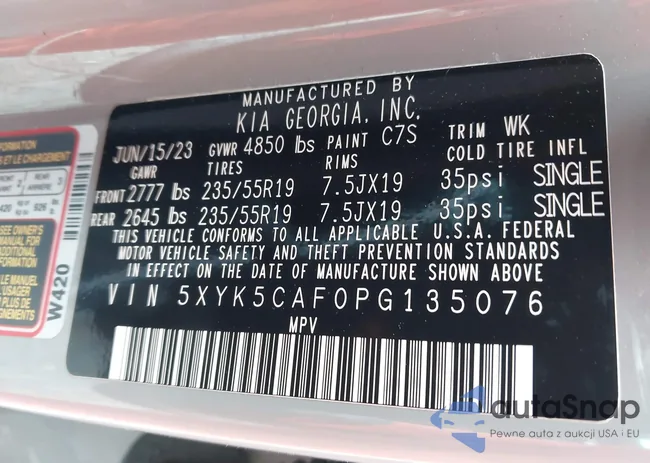 5XYK5CAF0PG135076: 42330042