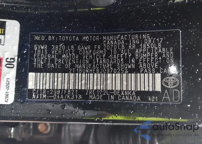 2T1BURHE8JC970252: 42330089