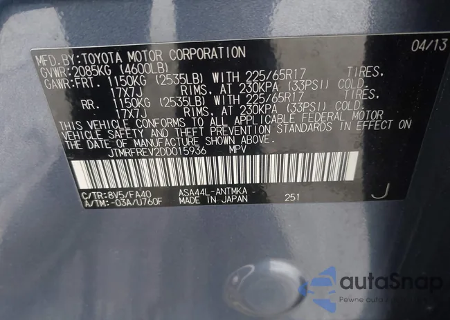 JTMRFREV2DD015936: 42331329