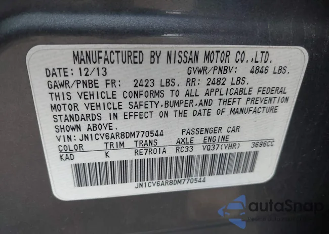 JN1CV6AR8DM770544: 42331380