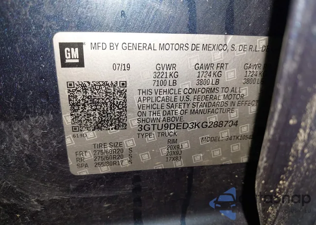 3GTU9DED3KG288704: 42331490