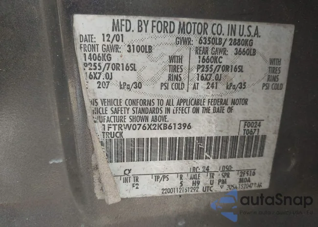 1FTRW076X2KB61396: 42331609