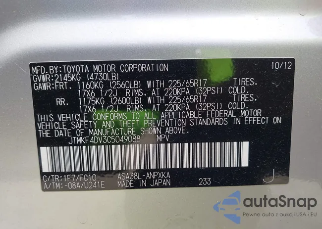 JTMKF4DV3C5049088: 42331660