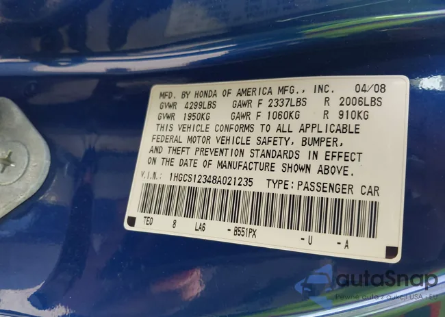 1HGCS12348A021235: 42331687