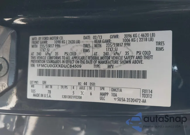 1FMCU0GXXDUC84509: 42330862