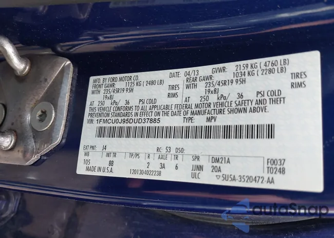 1FMCU0J95DUD37885: 42331008