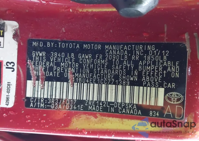 2T1BU4EE1CC771389: 42331132