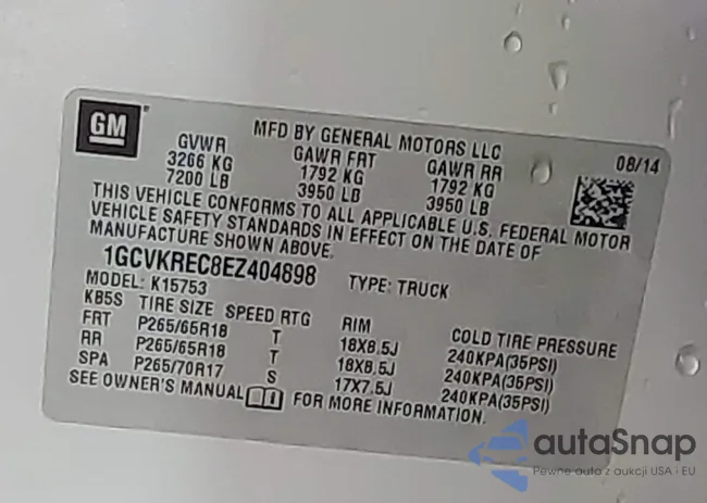 1GCVKREC8EZ404898: 42332168