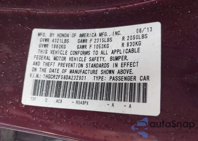 1HGCR2F58DA232901: 42332278