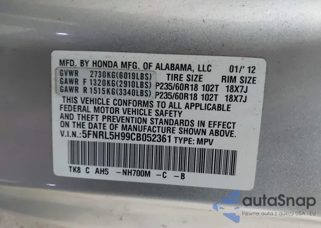 5FNRL5H99CB052361: 42332298