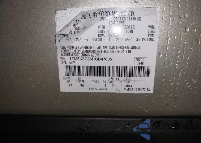 1FM5K8D86HGD47605: 42331779