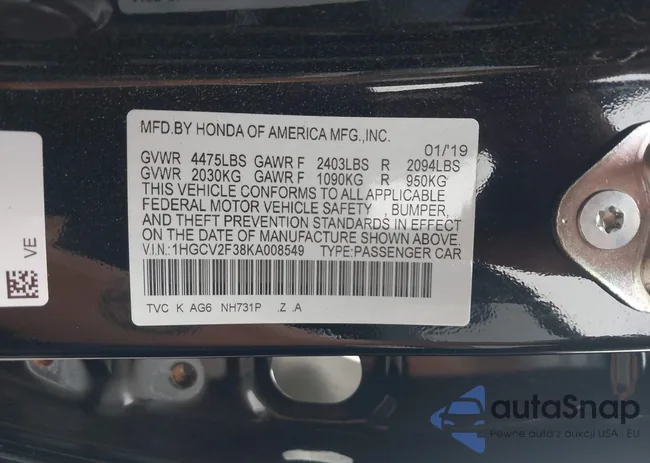 1HGCV2F38KA008549: 42331793