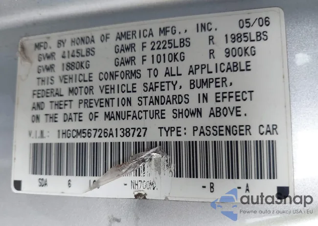 1HGCM56726A138727: 42332046