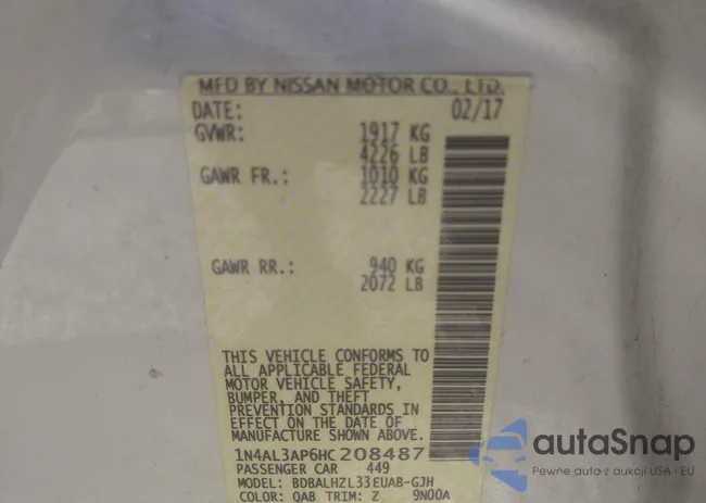 1N4AL3AP6HC208487: 42332121