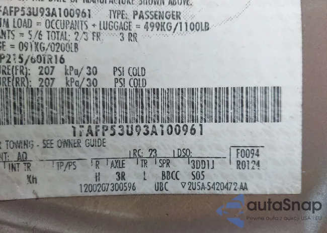 1FAFP53U93A100961: 42332144