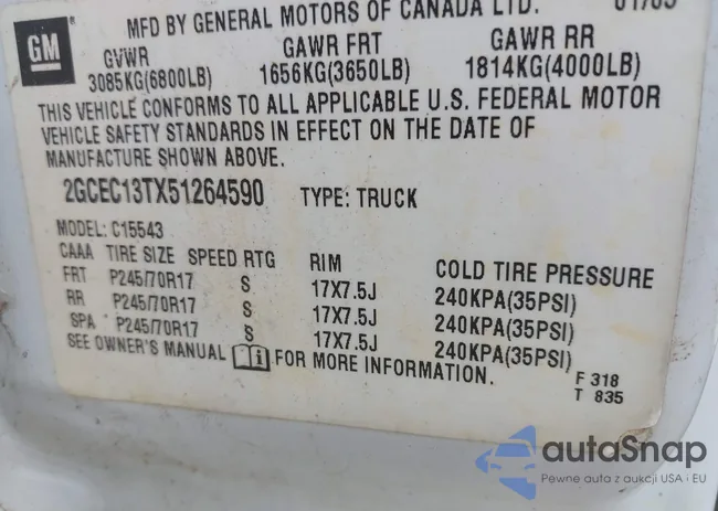 2GCEC13TX51264590: 42333287