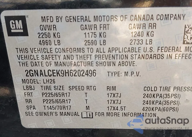 2GNALCEK9H6202496: 42333420