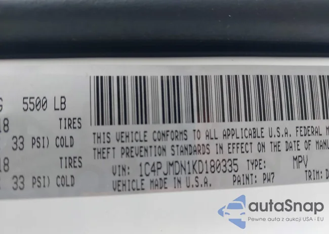 1C4PJMDN1KD180335: 42333513