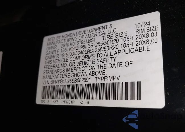 5FNYG1H95SB082691: 42333536