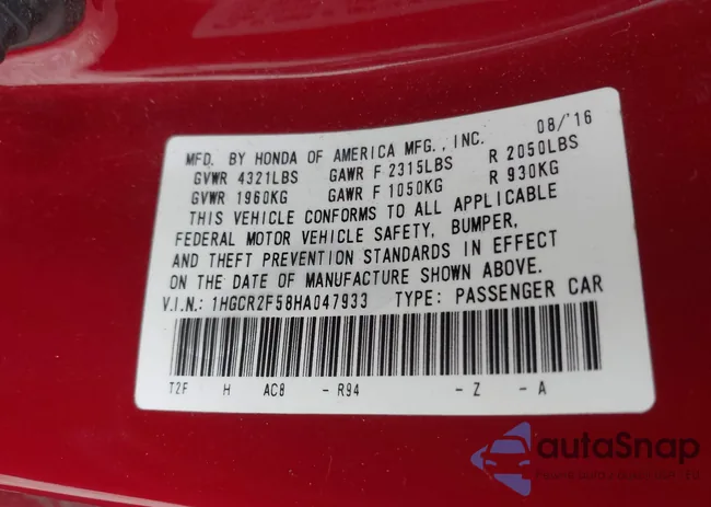 1HGCR2F58HA047933: 42333618