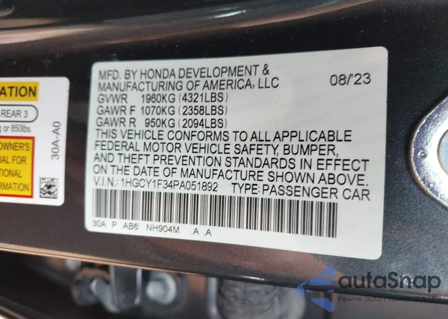 1HGCY1F34PA051892: 42332829