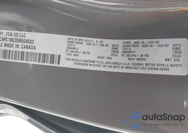 2C4RC1BG3SR504503: 42333062