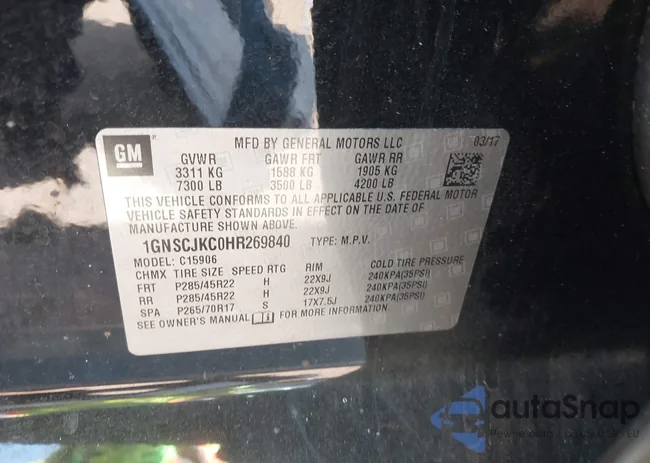 1GNSCJKC0HR269840: 42333137