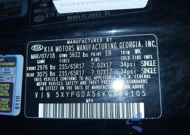 5XYPGDA56KG444105: 42334202