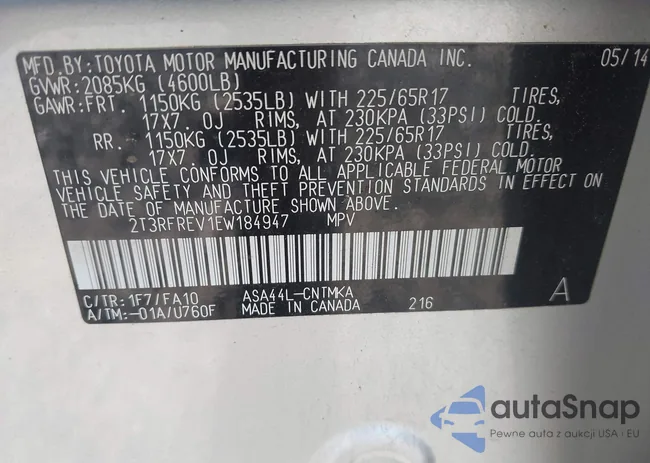 2T3RFREV1EW184947: 42334298