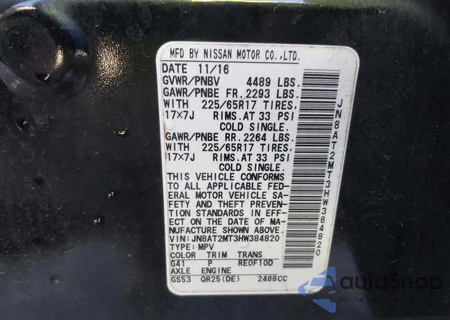 JN8AT2MT3HW384820: 42334443