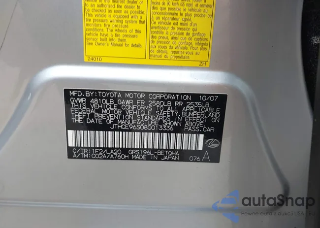 JTHCE96S080013336: 42334495