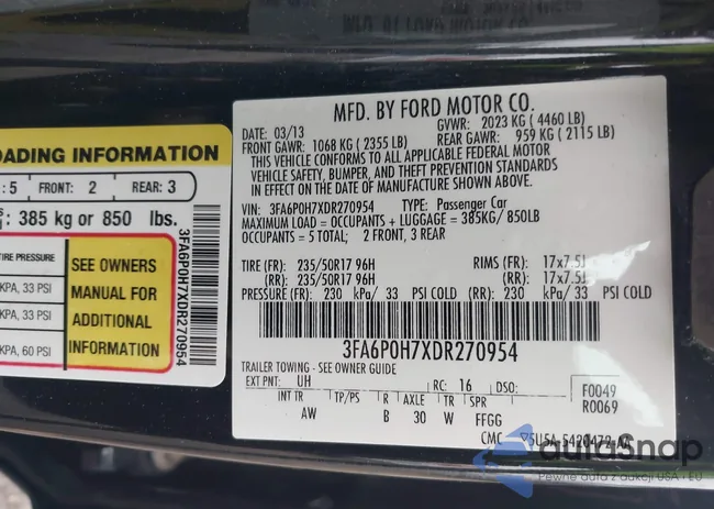 3FA6P0H7XDR270954: 42334567